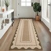 Modern Bordered Living Room Bedroom Rugs, Scalloped Washable Non Slip Dining Room Carpet, Accent Home Decor Rugs - 3 of 4