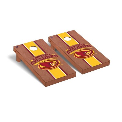 NCAA Iowa State Cyclones Premium Cornhole Board Rosewood Stained Stripe Version