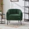 29.9'' Chenille Upholstered Channel Tufted Vanity Barrel Accent Chair with Metal Legs, Round Lounge Single Sofa Armchair for Bedroom - 4 of 4