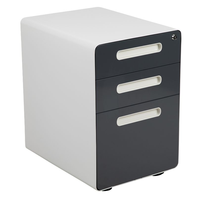 Flash Furniture Ergonomic 3-Drawer Mobile Locking Filing Cabinet with Anti-Tilt Mechanism and Hanging Drawer for Legal & Letter Files, 1 of 14