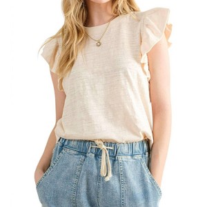 Women's Going Astray Ruffle Sleeve Tee - And The Why - 1 of 3