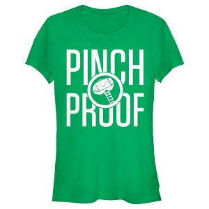 Juniors Womens Marvel Thor Hammer Pinch Proof St. Patrick's Day T-Shirt - 1 of 4