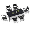 Crestlive Products 7pc Outdoor Dining set for 6 People Patio Rectangle Table Aluminum Frame with Wood-Like Tabletop and Umbrella Hole - 2 of 4