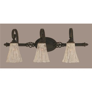 Toltec Lighting Elegante 3 - Light Vanity in  Dark Granite with 5.5" Fluted Italian Ice Shade - 1 of 1