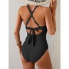 Eomenie One Piece Swimsuit for Women Tummy Control Cutout Bathing Suit V Neck Tie Back Swim Suit - 3 of 3