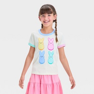 Girls' Easter Peeps Graphic T-Shirt - White - 1 of 4