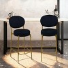 ChicFurnit Dining Chairs 2 PCS Round Bar Stools Bar Chairs Armless Velvet Barstools for Counter, Kitchen Island, Black, 15.74"*15.35"*41.34" - 2 of 4