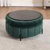 Hrinhom 31.5"W Round Storage Ottoman,Upholstered Velvet Footstool With Reversible Lid - 4 of 4