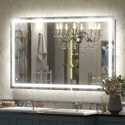 Apmir Super Bright Front & Back LED Lighted Anti-Fog Tempered Glass Bathroom/Vanity Mirror with ETL & 3-Year Warranty
