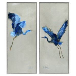 Stupell Industries Expressive Flying Cranes Abstract Birds 2pc Framed Giclee Art Set, Gray, 10" x 24" - 1 of 4