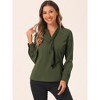 INSPIRE CHIC Women's Long Sleeve Pleated Tie Neck Office Blouses - 2 of 4