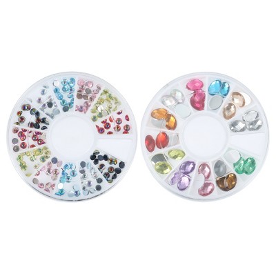 Unique Bargains Half Round Rhinestones Flatback Pearls Beads Nail Art  Decoration Ornaments Wheel 