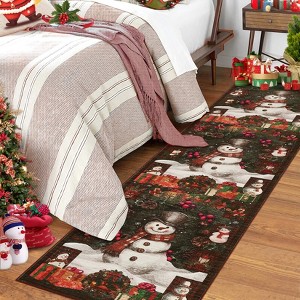 Christmas Area Rug Non Slip Living Room Throw Carpet Snowman Washable Soft Indoor Carpet Non-Shedding Rug for Bedroom Dining Room - 1 of 4