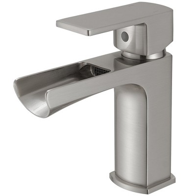 BWE Waterfall Single Handle Single Hole Low-Arc Bathroom Faucet Bath Drip-Free Vanity Sink
