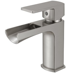 BWE Waterfall Single Handle Single Hole Low-Arc Bathroom Faucet Bath Drip-Free Vanity Sink - 1 of 4
