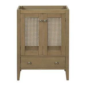 MAYEERTY 24" Bathroom Vanity without Sink Rattan Cabinet Doors Drawer Solid Frame MDF Natural - 1 of 4