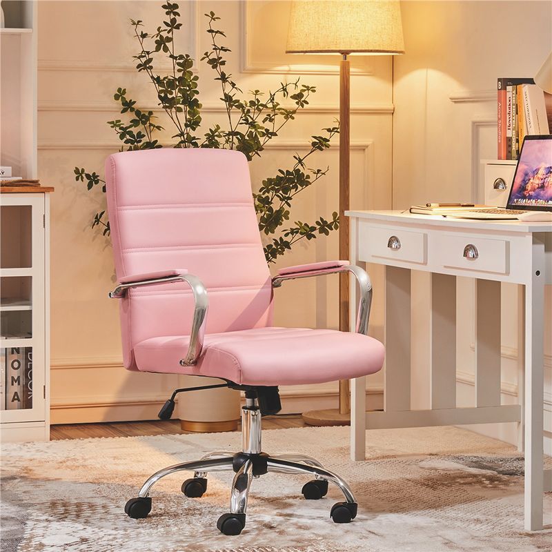 Yaheetech Mid-Back Office Chair with Arms 360° Swivel PU Leather Office Executive Chair, 3 of 10
