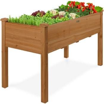 Best Choice Product 48x24x30in Raised Garden Bed, Elevated Wooden Planter for Yard w/ Foot Caps, Bed Liner