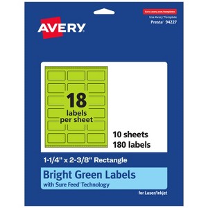 Avery Bright Green Paper Labels, 1-1/4" x 2-3/8" Rectangle - 1 of 4