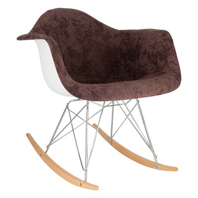 LeisureMod Wilson Modern Velvet Rocking Chair - Luxurious Velvet Upholstery, Perfect for Nurseries or Living Rooms