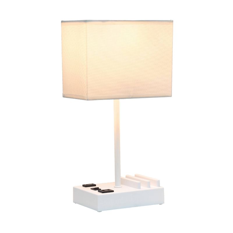 15.3" Tall Modern Rectangular Bedside Table Desk Lamp with 2 USB Ports and Charging Outlet - Simple Designs, 2 of 13