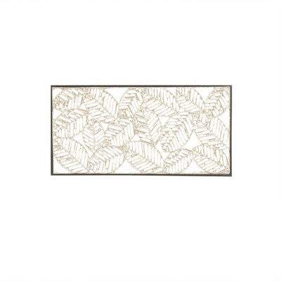 32" x 16" Paper Cloaked Leaves Unframed Wall Decor Natural: Madison Park Etched Botanical Artwork, Molded Hanger