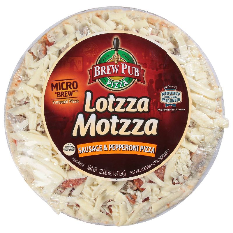 Brew Pub Lotzza Motzza Sausage &#38; Pepperoni Personal Size Frozen Pizza - 12.06oz, 1 of 4
