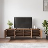 POVISON Mid-Century Modern TV Stand, Minimalist Wood Media Console with Slatted Cabinet, Tall-Cast Metal Legs, Walnut Veneer, 62.99" - 4 of 4