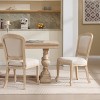 Set of 2 French Country Dining Chairs with Carved Wood Legs and Fan/Round Back in Linen for Kitchen or Dining Room-Cuddlewood - 3 of 4
