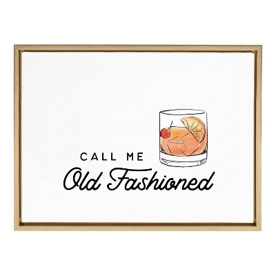 18" x 24" Sylvie Call Me Old Fashioned Framed Canvas by the Creative Bunch Studio Gold - Kate & Laurel All Things Decor