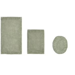 Edge Bath Rug 100% Premium Cotton Ultra-Soft Water Absorbent Tufted Solid Reversible 3 Piece Bathroom Rug Set for Machine Washable Bathmat - 1 of 4