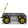 SEVOBAL Utility Storage Cart Big Wagon Cart Garden Cart Trucks Convenient For Transporting Firewood, Black And Yellow, 55.00"*24.40"*46.80" - 2 of 4