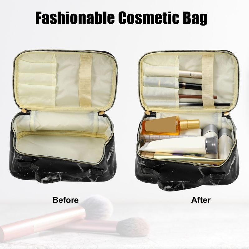 Unique Bargains Makeup Bag Cosmetic Brush Storage Box Makeup Organizers Travel Bag 8"x5"x4" 1 Pcs, 2 of 7
