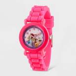 Girls' Disney Princess Plastic Time Teacher Silicon Strap Watch - Pink