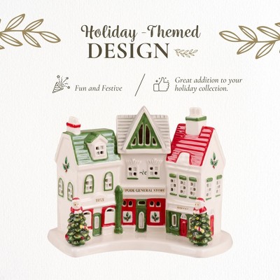Festive Ceramic LED Lighted Christmas Village Shoppes Decoration
