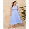 Women Plus Size Sleeveless Maxi Dress Smocked High Waist Tiered Ruffle Summer Casual Dress - 2 of 4