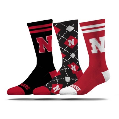 NCAA Nebraska Cornhuskers Economy Knit Crew Socks - 3pk