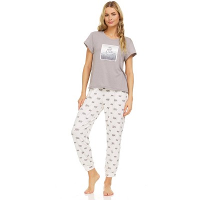 Bearpaw Women s Printed Short Sleeve Tee And Jogger Pajama Sleep