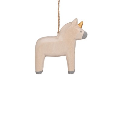 Gallerie II Dala Horse Unicorn Christmas Xmas Ornament Basswood Holiday Christmas Xmas Ornament