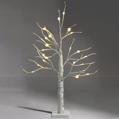 Costway Set of 2 Pre-lit White Twig Birch Tree Battery Powered 2FT for Christmas