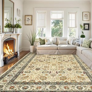 Promotion Sale!  Vintage Floral Area Rug, Machine Washable Boho Soft Low-Pile Carpet,  Living Room Bedroom - 1 of 4