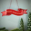 tag Merry Christmas Hanging Door Sign - Red Iron Wall Art Panel, 16.37" L x 10.4" H, Easy to Clean, Festive Holiday Decor - 2 of 2