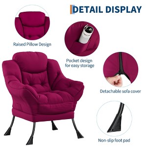 Comfy Modern Lazy Accent Chair with Side Pocket - Lounge Armchair for Living Room, Leisure Reading Sofa Chair for Bedroom, Dorm & Office - 1 of 4