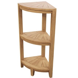 Nordic Teak Natural Shower and Spa/Bathroom/Outdoor Corner Shelf - Beige - 1 of 4