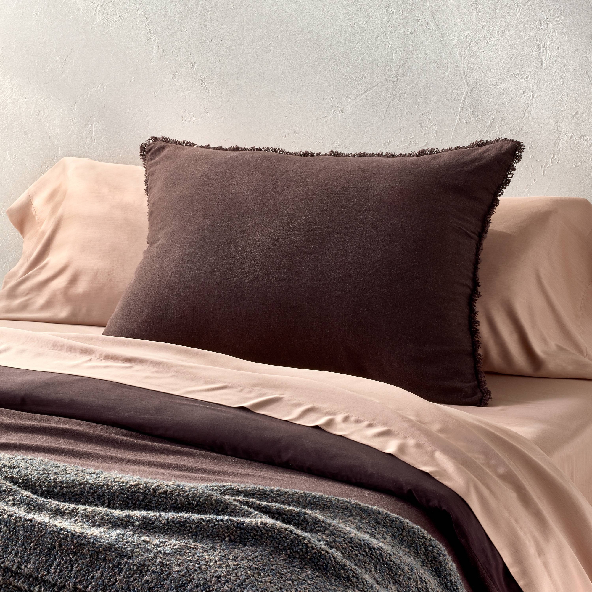 King Euro Heavyweight Linen Blend Decorative Throw Pillow Dark Fig - Casaluna™