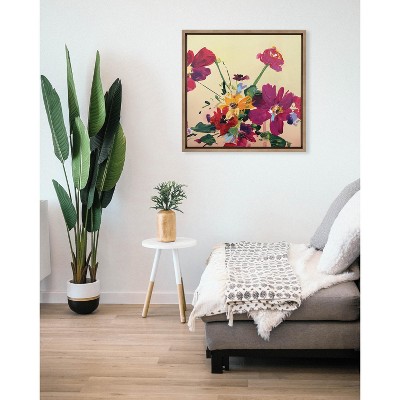 Emma Daisy 22x22 Gold Framed Floral Canvas Print