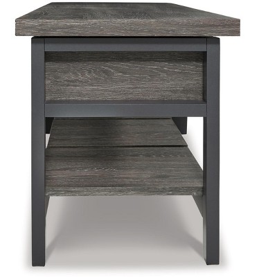 Rhyson 48" Brown Transitional Storage Bench with Plank Shelf