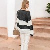 Anna-Kaci Women's Off-Shoulder Color Block Knit Sweater with Long Sleeves - 3 of 4