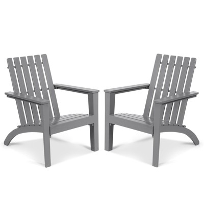 Tangkula 2PCS Wooden Adirondack Chair W/Ergonomic Design Outdoor Lounge Armchair Acacia Wood chair for Yard&Patio
