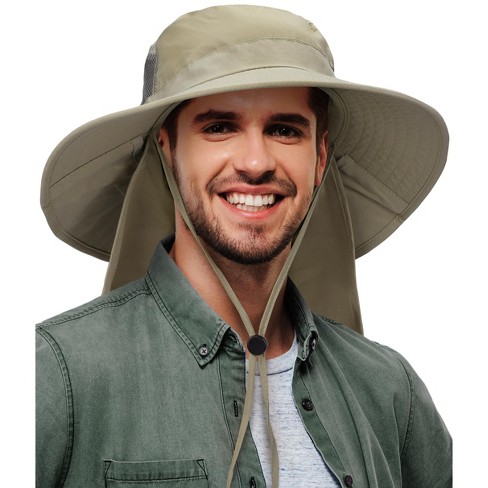 Sun Cube Wide Brim Sun Hat With Neck Flap, Upf50+ Hiking Safari Fishing Hat  For Men Women, Sun Protection Beach Hat (olive) : Target